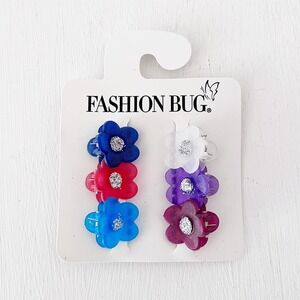 Mini Flower Claw Clips Multicolor Glitter Floral 6-Pack Y2K Vintage Fashion Bug